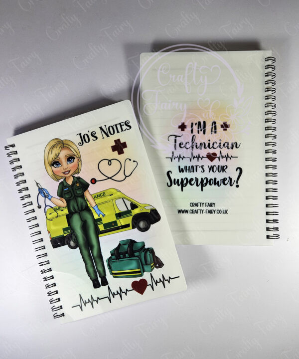 personalised female paramedic & ambulance superpower a5 notebook journal gift