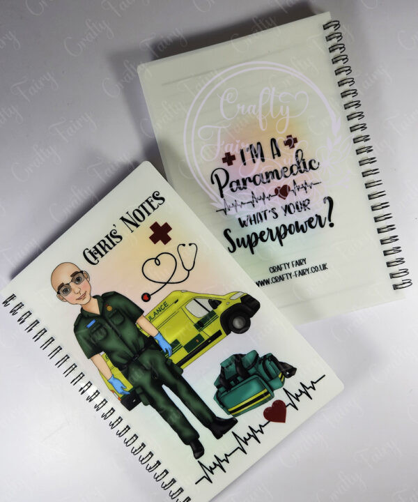 personalised male paramedic & ambulance superpower a5 notebook journal gift