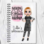 personalised hairdresser making hair beautiful pink glitter a5 notebook journal gift