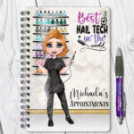 personalised nail technician artist marble print a5 notebook journal gift