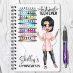 personalised nail technician artist pink glitter print a5 notebook journal gift