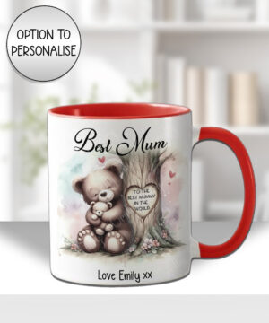 personalised mummy bear & baby under tree birthday/mother's day mug gift