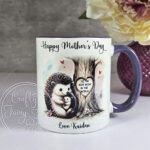 personalised mummy hedgehog & baby under tree birthday/mother's day mug gift