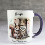 personalised mummy squirrel & baby under tree birthday/mother's day mug gift