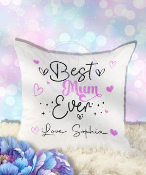 personalised best mum ever velvet cushion gift for mother's day