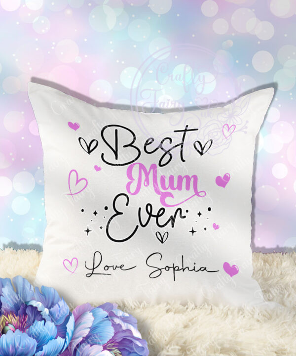 personalised best mum ever velvet cushion gift for mother's day