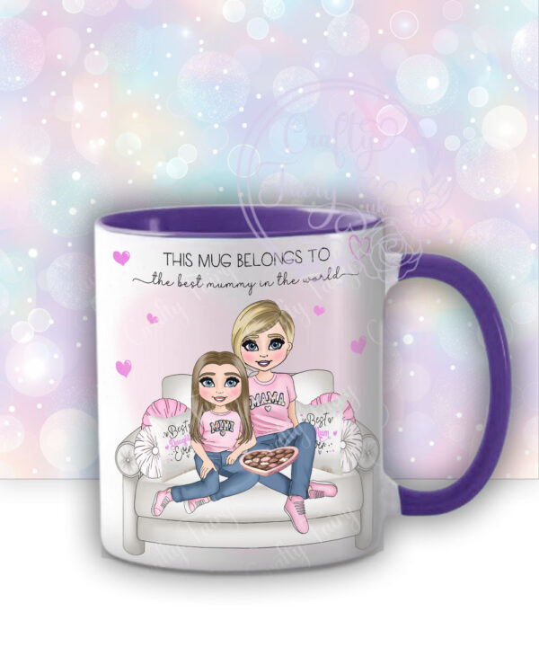 personalised mum & daughter on sofa mug gift for mother's day