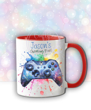 personalised colourful xbox gaming controller "gaming fuel" mug gift