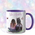 personalised brown horse and girl with brown ombre hair horse lover mug gift