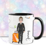 personalised male flight attendant in black & orange mug gift