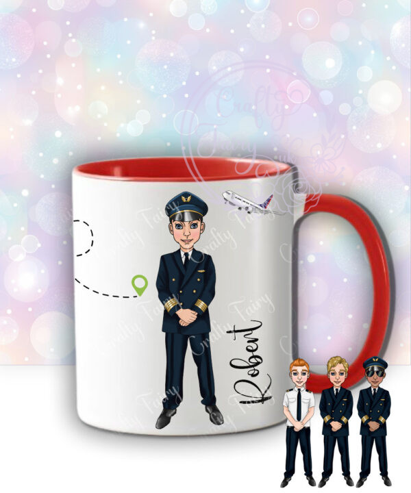 personalised pilot in black suit mug gift