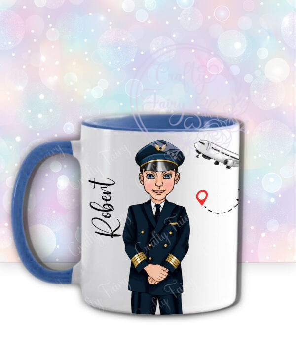 personalised pilot in black suit mug gift