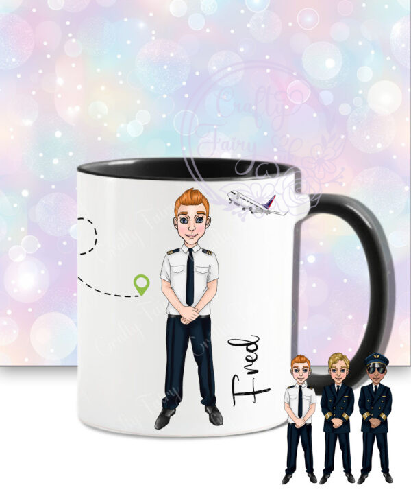 personalised pilot in black suit mug gift