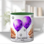personalised cute cockapoo dog face & balloon mug gift