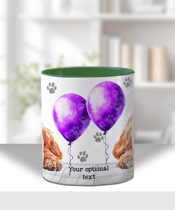 personalised cute cockapoo dog face & balloon mug gift
