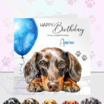 personalised cute dachshund dog face happy birthday card