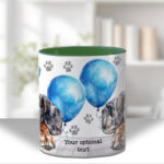 personalised cute dachshund dog face & balloon birthday mug gift