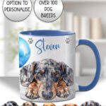 personalised cute dachshund dog face & balloon birthday mug gift