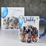 personalised cute dachshund dog face & balloon birthday mug gift