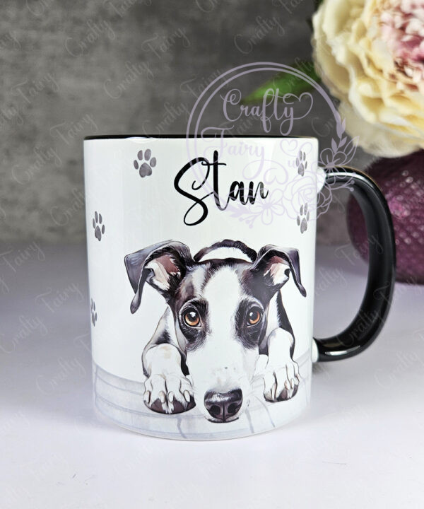 personalised cute whippet dog face & balloon birthday mug gift