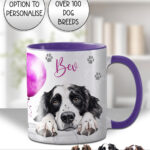 personalised cute springer spaniel dog face & balloon mug gift