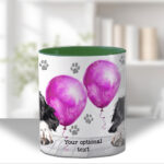 personalised cute springer spaniel dog face & balloon mug gift