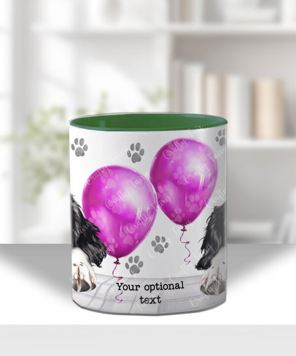 personalised cute springer spaniel dog face & balloon mug gift