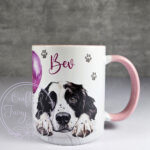 personalised cute springer spaniel dog face & balloon mug gift