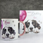 personalised cute springer spaniel dog face & balloon mug gift