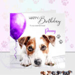 personalised cute jack russell dog face happy birthday card