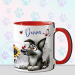 personalised cute whimsical german shepherd dog with ladybird mug gift