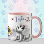 personalised cute whimsical labrador dog with ladybird mug gift