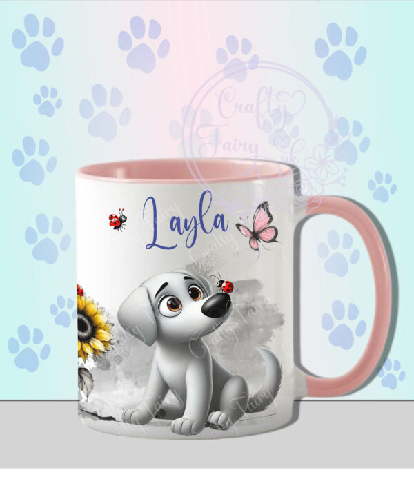 personalised cute whimsical labrador dog with ladybird mug gift