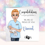 personalised male midwife congratulations graduation or new job card