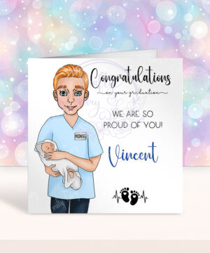 personalised male midwife congratulations graduation or new job card