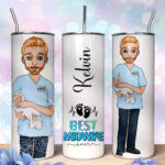 personalised male best midwife ever straight 20oz tumbler