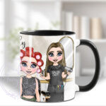 personalised hairdresser & client in rollers mug gift