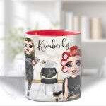 personalised hairdresser & client in rollers mug gift