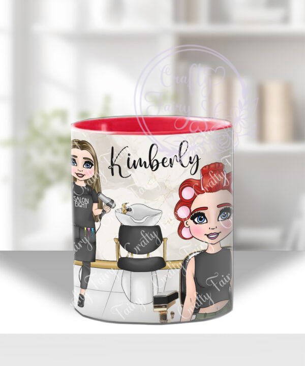 personalised hairdresser & client in rollers mug gift