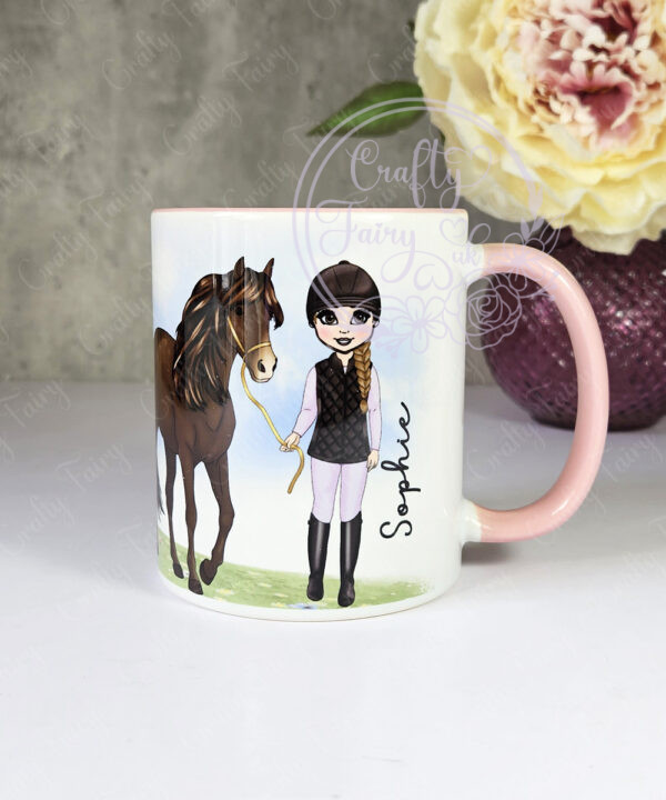 personalised horse rider girl in gillet mug gift