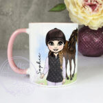 personalised horse rider girl in gillet mug gift