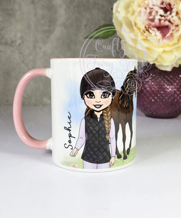 personalised horse rider girl in gillet mug gift