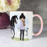 personalised horse rider girl in gillet mug gift