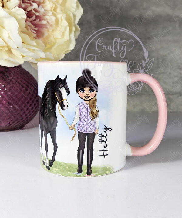 personalised horse rider girl in gillet mug gift