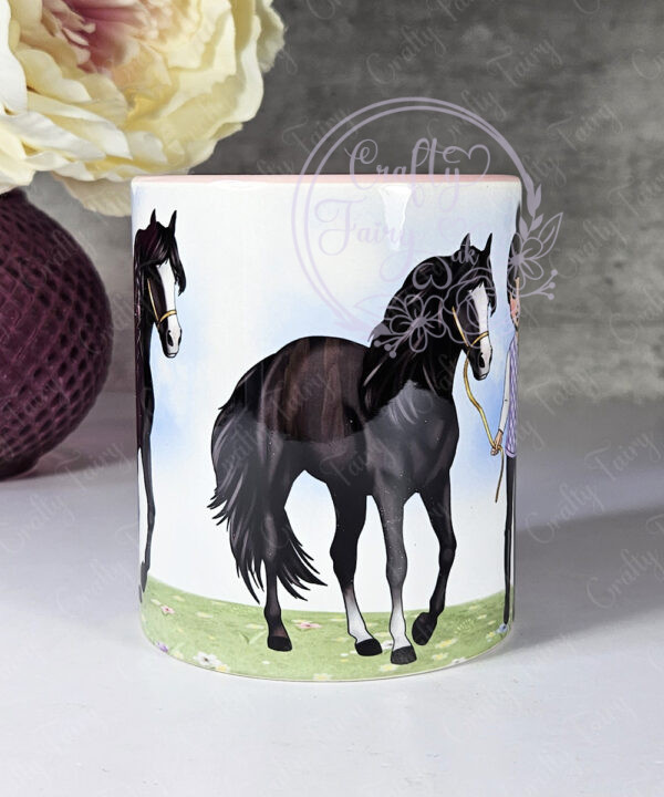 personalised horse rider girl in gillet mug gift