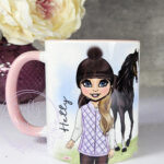 personalised horse rider girl in gillet mug gift