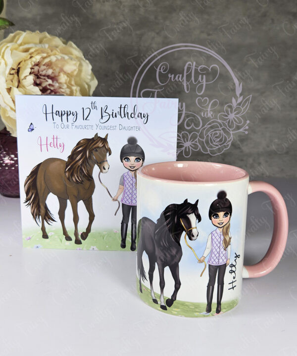 personalised horse rider girl in gillet mug gift