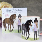personalised horse rider girl in gillet mug gift