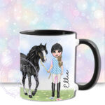 personalised horse rider girl in gillet mug gift