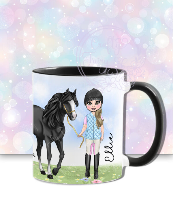 personalised horse rider girl in gillet mug gift